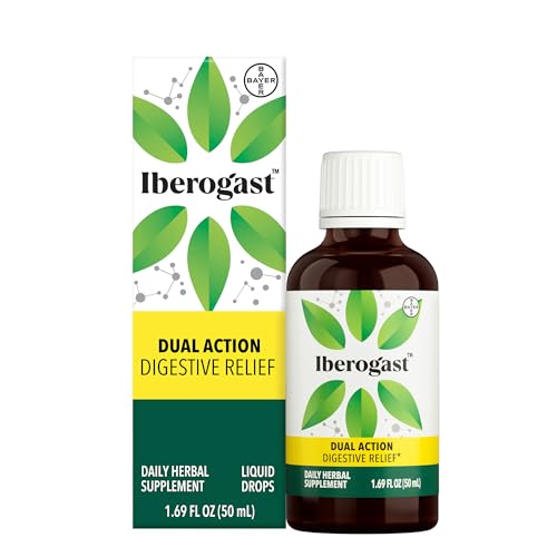 Iberogast Dual Action Digestive Relief, Daily Herbal Supplement, Supports Gut Health* Helps: Relieve Occasional Upset Stomach (bloating relief, nausea, heartburn, gas)+Restore Digestive Function* 50ml