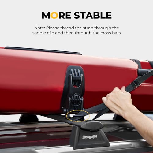 BougeRV T-Slot Kayak Roof Rack Saddles, Only Fits for Auto Cross Bars with T-Track to Carrier Kayak Paddle Board Surfboard with Tie Down Straps Ratchet Strap,150LBS Load Capacity(2 Pairs) by BougeRV - Image 4