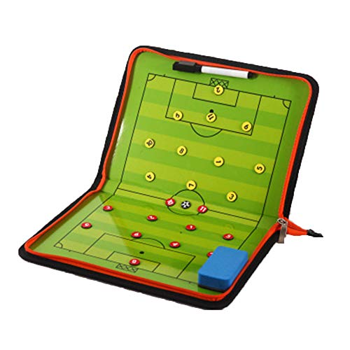 NEWFUN Pizarra Futbol Entrenador,Carpeta Táctica Plegable Portátil para Entrenador de Fútbol con Imanes,Lapiceros y Borrador para Estrategia Competencia