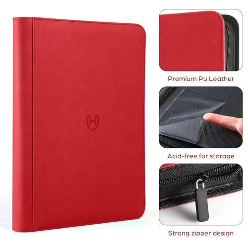 Card Binder 9 Pocket with Zipper, 648 Pockets Trading Card Holder Book, Premium PU Cover Zip Folder