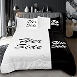 BlessLiving His Side & Her Side Comforter Set - Black and White Bedding Set, Mr & Mrs Modern Couple Quilt Set for Adult Women Men Wedding Valentines Gift Bedroom Decor (Full)