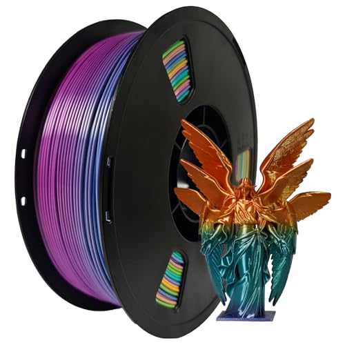 Miailuy 1.75mm Tricolor PLA 3D Printer Filament(SilkRainbowCandy), Iridescent Effect, 3D Silk Rainbow Filament Changes Color with Viewing Angle, Dimensional Accuracy +/-0.02mm, 2.2lbs/Spool