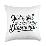 Just A Girl Who Loves Dinosaur Throw Pillow