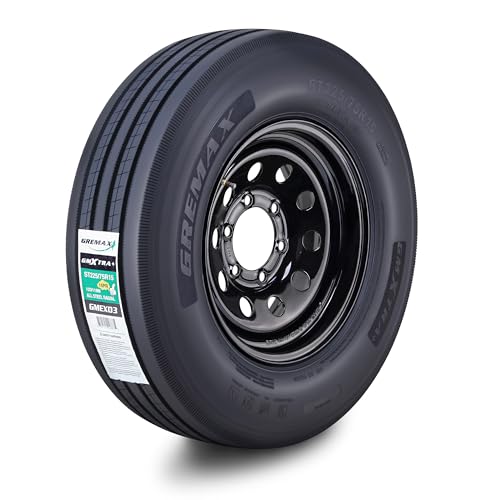 GREMAX All Steel Trailer Tire Wheel Assembly ST225/75R15 14-Ply G 123/119M w/6 Lug on 5.5 PCD Black Mod Wheel