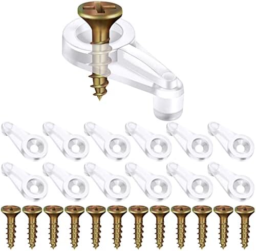 100 Sets Glass Retainer Clips with Screws, Glass Panel Retainer Clips, Window Clips to Hold in Windows, Cabinet Door Class Retainer Clips(Clear and Gold)