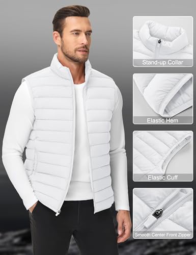Cotrasen Men's Puffer Lightweight Vest Packable Outerwear Vest Warm Winter Outdoor Sleeveless Jacket for Travel Running4
