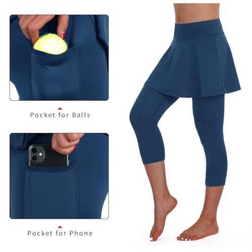 Image of ANIVIVO Skirted Legging for Women, Yoga Legging with Skirts &Women Tennis Leggings Clothes Pockets