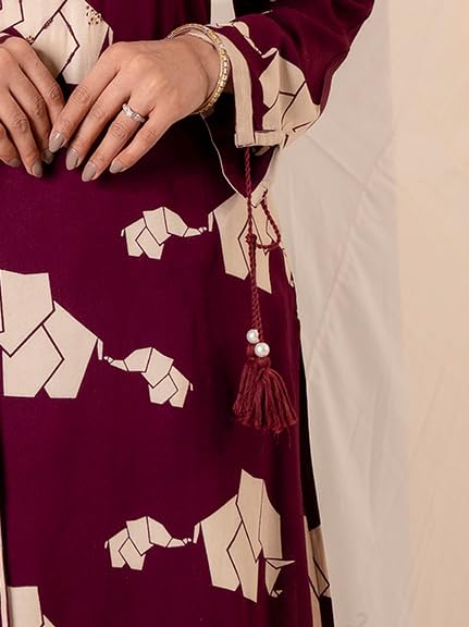 Image of ishin Quirky Printed Rayon A-line Kurta paired with Afghani Pants and Flowy Chiffon Hand Tassel Dupatta
