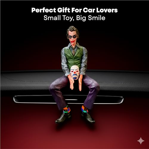 Image of OBEROI'S TRADERS Joker Car Dashboard Figurine Small Size | Villain Mask Idol for Car Interior Decoration | Premium Resin Showpiece for Home & Office | Anti-Slip Base (Small)