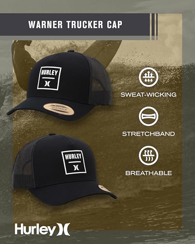 Image of Hurley Mens Trucker Hat - Flexible Quick Dry Fairway Mesh Trucker Hat for Men with Snapback Closure - Classic Mens Caps