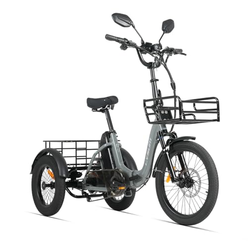 cysum AG1 PRO E-Bike Dreirad für Erwachsene, 16 Zoll faltbares Elektro Dreirad für Herren und Damen, 3 Rad Elektrofahrrad mit 48V 20Ah Lithium Akku, 80 Nm Drehmoment, Geschwindigkeitsdifferenzial