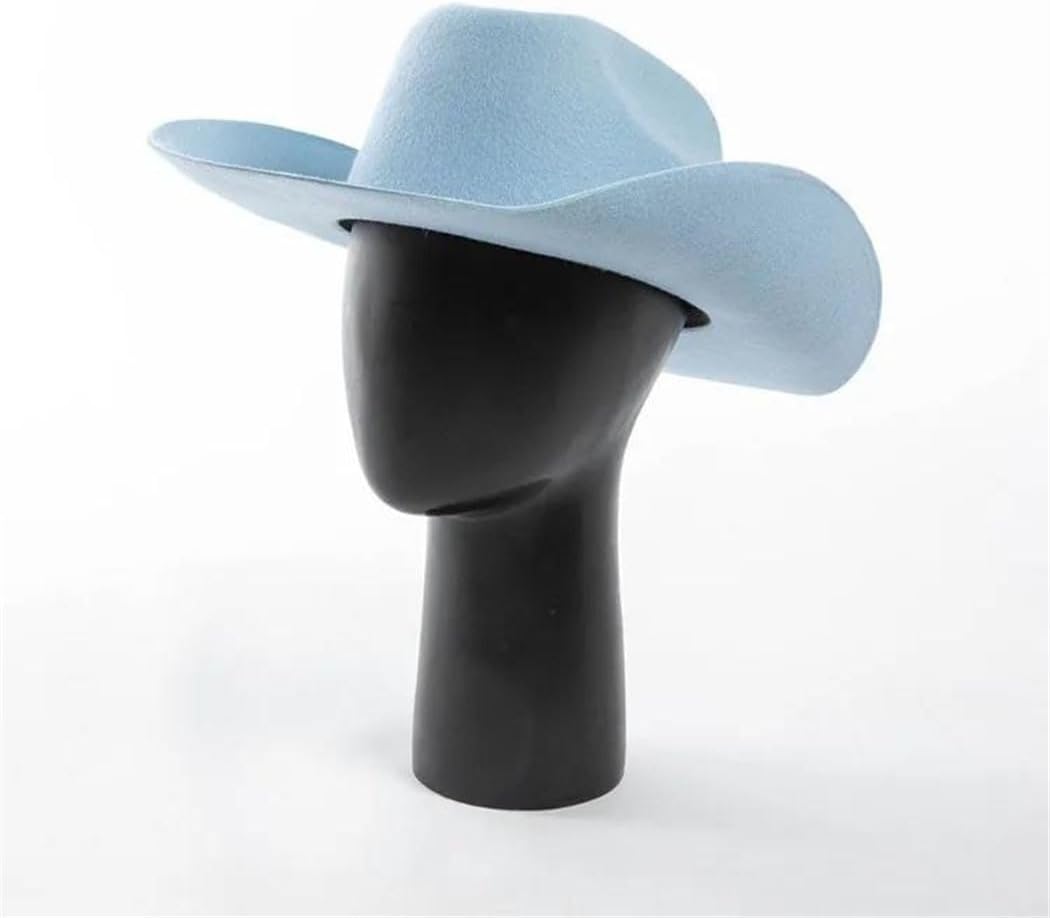 Women's 100% Wool Cowboy Hat Unisex Wide Brim Felt Hat Solid Color Classic Fedora for Autumn-Winter