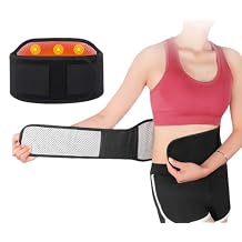 Self Heating Back Waist Brace Magnetic Heated Lumbar Back Support Belt Adjustable Warm Waist Lower Back Lumbar Heating Pad Support Brace for Pain Relief Men Women Heating Back Waist Belt