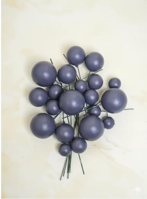 Image of Homebakers Mart Dark Grey Faux Balls Topper For Cake Decoration | Pack Of 20pcs | Lilac| 4 sizes 2, 2.5, 3, 4 cm 5PC Each (Dark Grey)