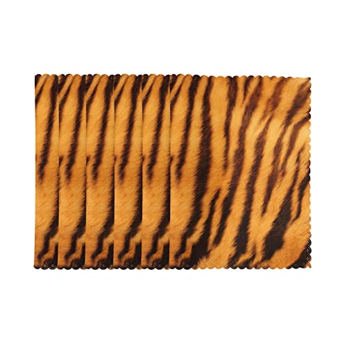 Tiger Striped Pattern Placemats Set Of 6 For Kitchen Gifts Washable Heat Resistant Table Mat Anti-Slip Place Mats 18X12 Inch #TOP1