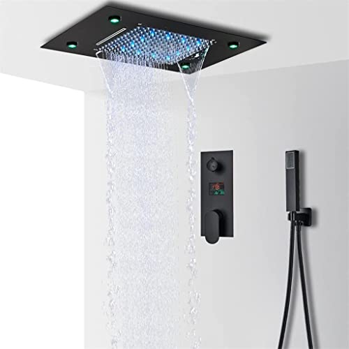 Black-LED-Digital-Display-Shower-Faucet-Set-Rain-Waterfall-Bathtub-Shower-System-Remote-Control-LED-Colors-Ceiling-Mounted-Tap-Color-A-B