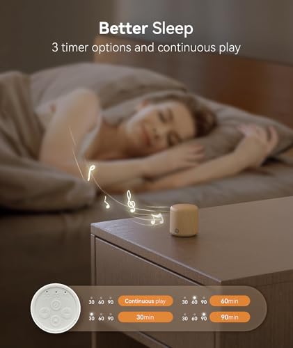 Image of Dreamegg Portable Sound Machine - Travel Sound Machine for Sleep, Features Powerful Battery, Egg-Sized, 16 Soothing Sounds, Timer, Sound Machine for Baby Adults Office Privacy Home Gift, 2 Pack, Wood