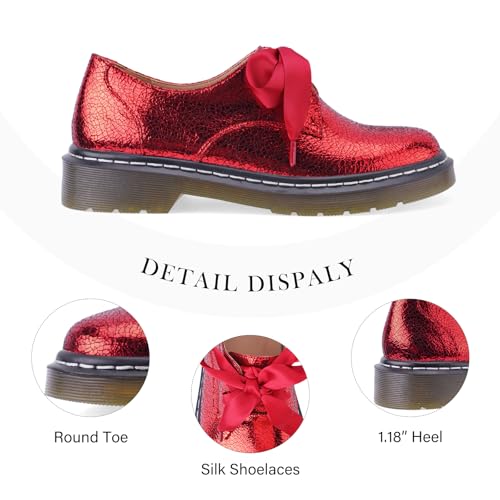 Image of IMPREMEY Mary Janes Oxford Bow Flats Loafers Shoes for Women Round Toe Platform Non-Slip Comfortable Casual Cute Shoes
