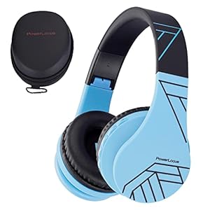 PowerLocus Bluetooth Koptelefoons voor Kinderen, Draadloze Koptelefoon met Microfoon Over-Ear (Blauw)