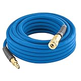 3/8' x 50' PVC/Rubber Hybrid Air Hose with 1/4' Brass Fittings