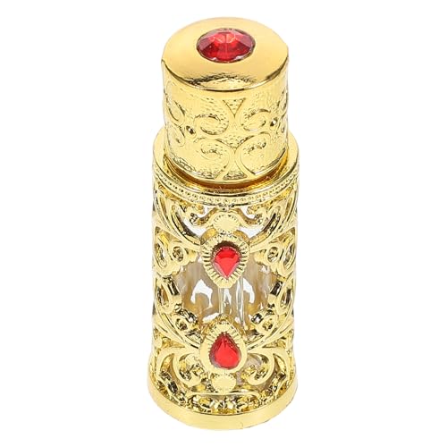 Alipis 3ml Refillable Luxury Perfume Bottle with Golden Alloy and Glass Material, Handmade Decorative Arabian Fragrance Container for Parties and Dates