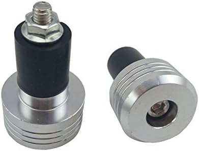 OKSTNO Motorcycle Handlebar Ends,7/8'' Handle Bar Slider Caps Weight Plugs CNC Aluminum (Silver)