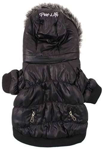 Pet Life Classic Metallic Winter Dog Coat With Zippered Removable Fur Hood - Dog Jacket Features 3M Thinsulate Insulation Warming Technology - Dog Clothes Sizing Fits Small, Medium And Large Dogs #TOP3