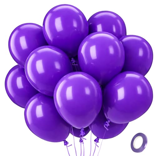 QIFU Globos De Cumpleaños Morados -100 Piezas Morados Globos Helio Helium Baloes Para Bautizo Baby Shower Niña Decoración Revelacion Genero Bebe Carnaval Boda Kpop Birthday Comunion Fiesta 12 Pulgadas