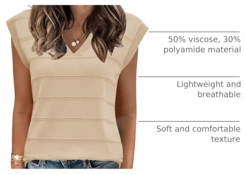 Image of AKEWEI Sweater Vest Women Sleeveless Knitted V Neck Cap Sleeve Pullover Tank Tops 2025 Summer Fall Fashion Causal Trendy