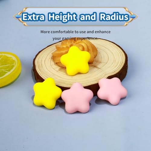 Image of PERFECTSIGHT Cute Star Thumb Grip Caps for Switch 2, PS5, PS4, Xbox Series X /S, Xbox One, Switch PRO Controller, 4PCS Kawaii Soft Rubber 3D Analog Thumbsticks Grips Joystick Cover (Yellow+Pink)