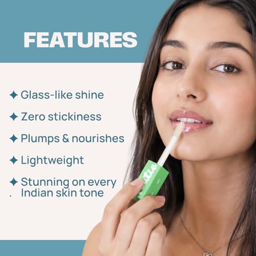 Image of Sammmm Poutie Glass Shine Lip Gloss for Women l Hydrating & High Shine l Lightweight & Non-Sticky l Soft Smooth Lips l Rosehip & Kukui Nut Oils l Glass Dip l Sulphate Free Lip Plumper Gloss l Pigmented Lips 6.5 ml