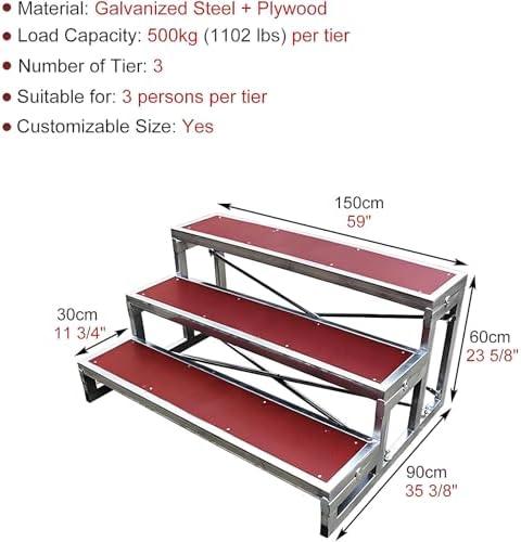 Portable Choir Risers - 2-Tiered Steps for Classroom & Church, Adjustable Choral Platform, Group Photo Podium, Sturdy Choir Singing Staircase, Ideal for Performances