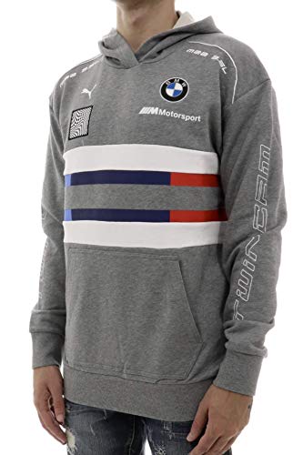 PUMA Mens BMW M Motorsport Pullover Hoodie, medium gray heather, M - Thumbnail 3