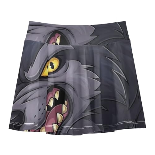 Fierce Wolf Animal Print Athletic Shorts Girls Skorts Kids Tennis Skirts Flowy Pleated Skort 3t