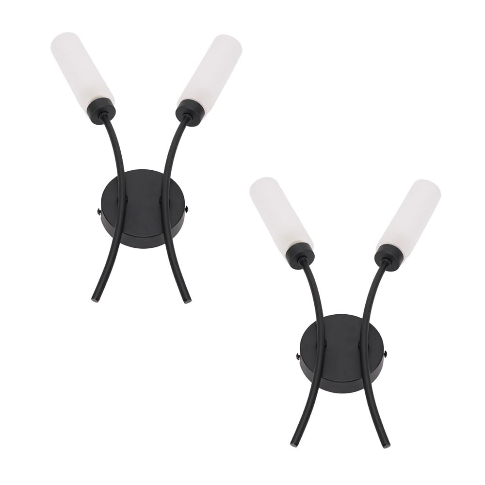 ValueLights | 2 Way Curved Matt Black Wall Light Fitting | Wall Lamps & Sconces, Home Décor & Improvement Essential | Mains Wired