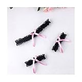  HEMOTONE 1 Set Frauen Mode Sexy Dessous Spitze Strumpfgürtel Prinzessin Bowknot Oberschenkel Ring Hochzeit Braut Cosplay Armband Bein Choker Anzug (Color : Type 02, Size : One Size)