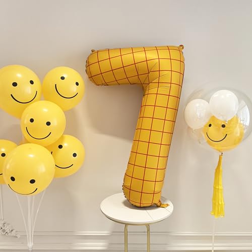 Image of 40 inch Matte Yellow Balloons Toy Inspired Story Theme party Supplies Digital 7 | Number Birthday Decoration, Cowboy Decorations Western, Cowgirl Party Balloon