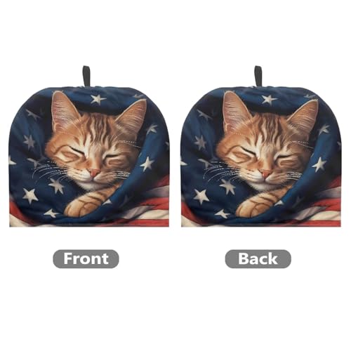 Image of American Flag Teapot Cover Soft Tea Cozy for Teapot Insulated Dust Proof Kettle Kitchen Dust Cover Designed in England 4th of July Tea Pot DeCor Cover