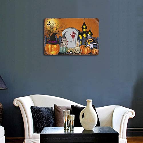 Panneau métal Halloween citrouille grand format 30x45cm résistant - 5