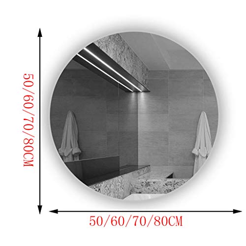 L&ED Round Backlit Mirror, Illuminated LED Bathroom Mirror, Wall Mount, Vanity, Hotel/bedroom/salon, White Light, Frameless