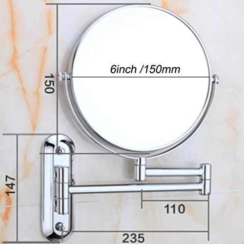 Miroir de courtoisie de maquillage mural double face argenté 3X - 3
