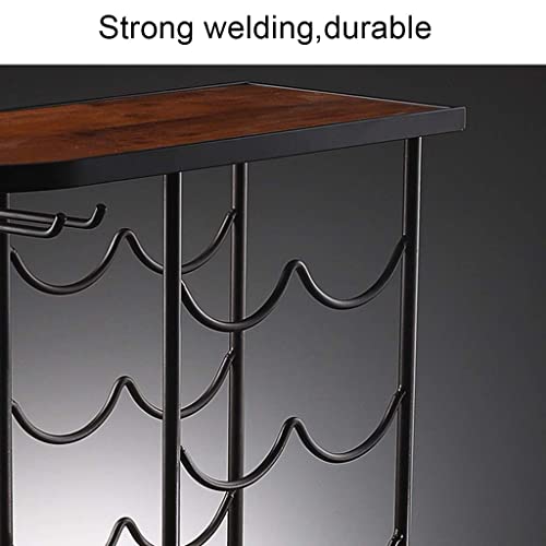 Soporte para 8 botellas y 2 copas con madera y hierro miniatura 3