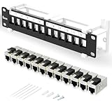 Enmane 12 Port Patch Panel CAT6 Patch Panel Wall Mount 10 Inch Bracket Included for Cat6, Cat5e, Cat5 Cabling (CAT7)