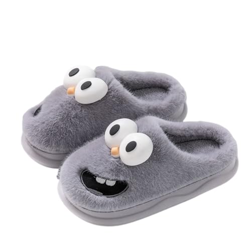 Cute Kawaii Multi Colored Smile Face Plush Fuzzy Soft Warm Fluffy House Slippers for Women Anti-Slip Rubber Sole Slides