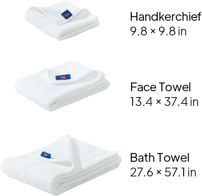 Hippopotamus Gym Towel Set of 2, Organic Cotton & Bamboo, Gift Bag, Navy | 13.5 x 37.5 Inch • Sports Towel • Ultra Soft • Highly Absorbent • OEKO-TEX Standard 100 • Made in Japan