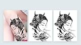 BeyondTattoos Tatouage Geisha avec Hannya Oni Masque Tatouage Femme Japonaise Tatouage Japonais Tatouage Faux Tatouage HB427X