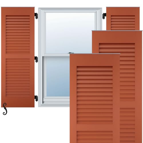 12"W x 39"H Americraft Two Equal Louver Exterior Real Wood Shutters (Per Pair), Colorful Leaves