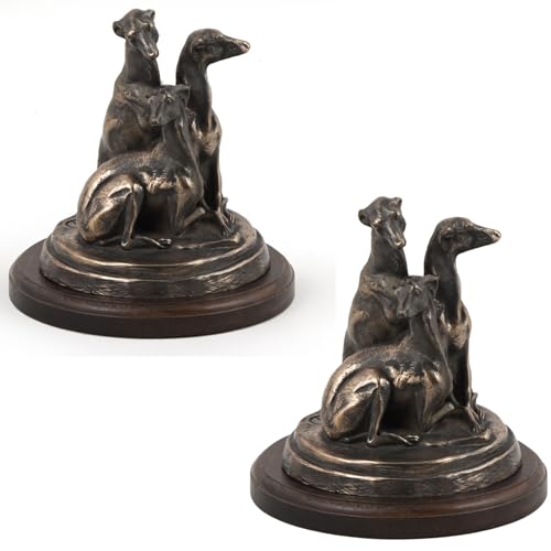 Art-Dog Statua con Base in Legno per Cani - Collezione ArtDog in Edizione Unica - Scultura di Cane Fatta a Mano per Amanti dei Cani - Figurina di Cane - Statua Whippets