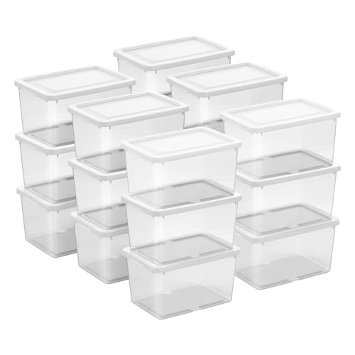 Image of Sterilite Storage Box, Stackable Clear Plastic Bins, 20 Quart, 18-Pack