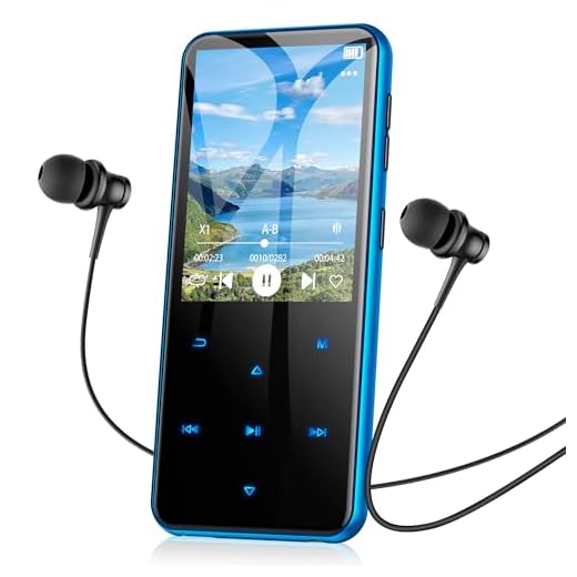 AGPTEK 64GB MP3 Player Bluetooth 5.3 mit 2,4" TFT Farbbildschirm, HiFi Musik Kinder MP3 Player mit Lautsprecher, Touch-Tasten, FM-Radio, E-Book, Aufnahme, Unterstützung bis zu 128 GB, Blau